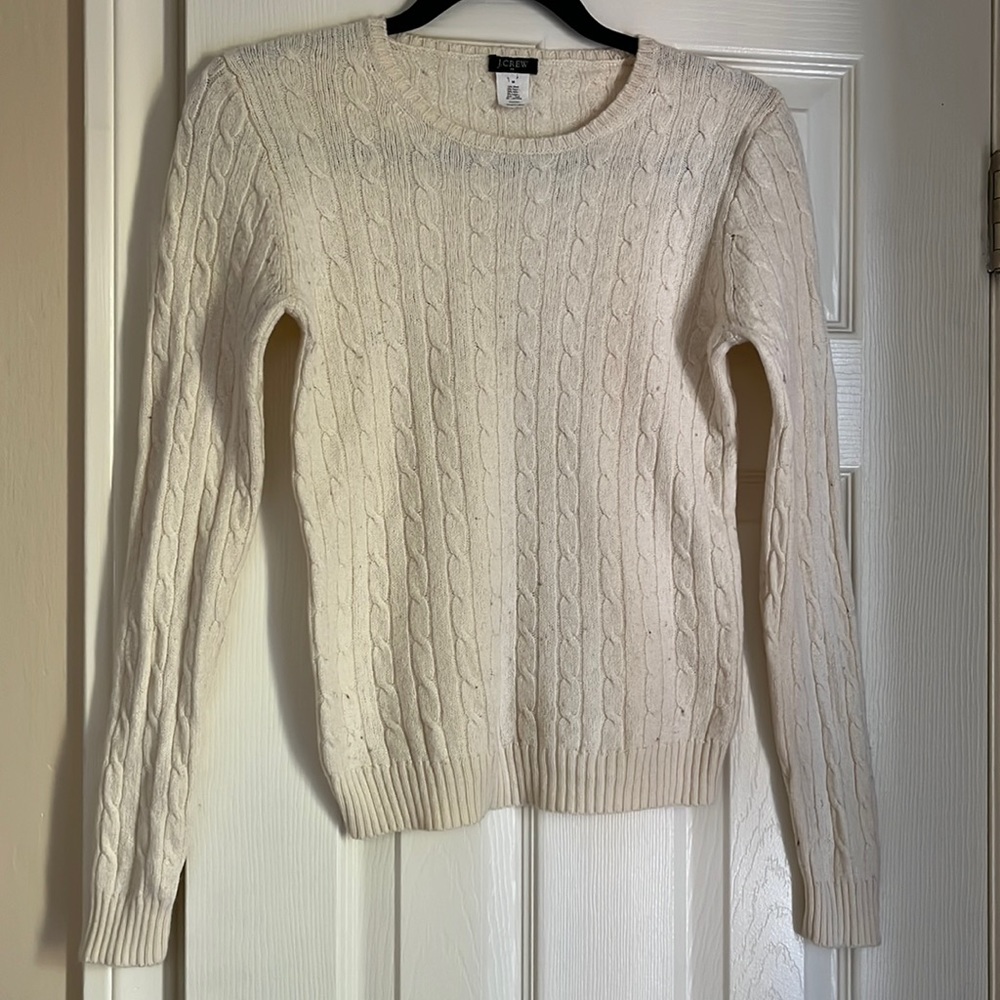 J Crew Wool Blend Cable Knit Sweater